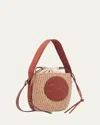 Chloé Mini Horse Medal Basket Bag In Natural Fibres Brown Size Onesize 100% Paper Yarn, Calf-skin Leather In 27s Sepia Brown