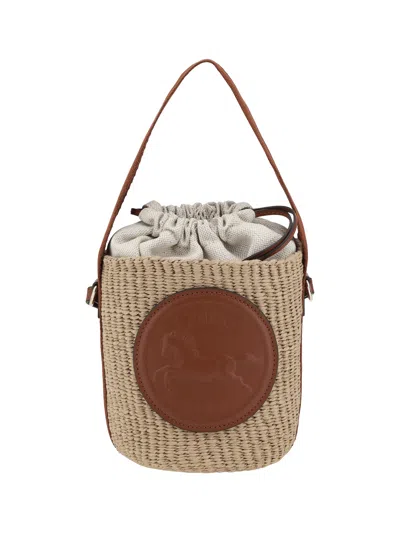 Chloé Horse Medallion Paper Bucket Bag In Sepia Brown
