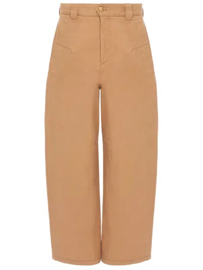Chloé Horse Medal Button Detail Wide-leg Trousers For Women In Neutral