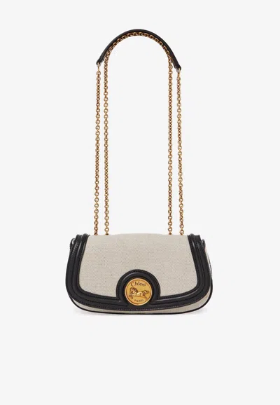 Chloé Horse Medal Canvas Crossbody Bag In Black