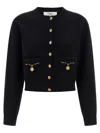 Chloé Chloe Embellished-pocket Wool And Cashmere-blend Cardigan In Black