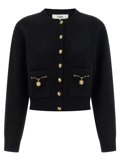 Chloé Horse Medal Cardigan In Black