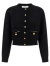 Chloé Chloe Embellished-pocket Wool And Cashmere-blend Cardigan In Black