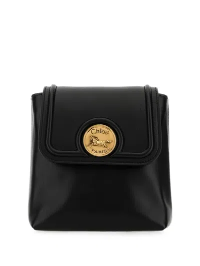 Chloé Horse Medal Foldover Backpack In Black
