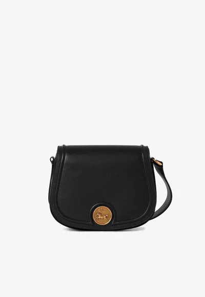 Chloé Horse Medal Grained Leather Saddle Bag In Black