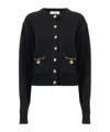 Chloé Chloe Embellished-pocket Wool And Cashmere-blend Cardigan In Black
