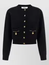 Chloé Chloe Embellished-pocket Wool And Cashmere-blend Cardigan In Black
