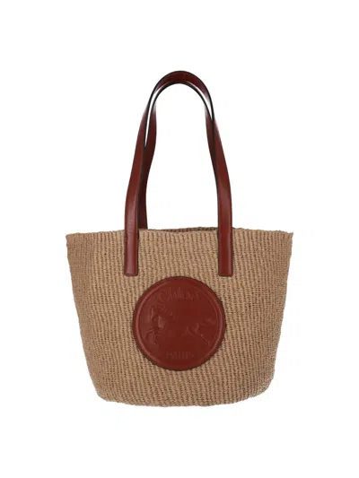 Chloé "horse Medal" Large Tote Bag – Beige In Neutral