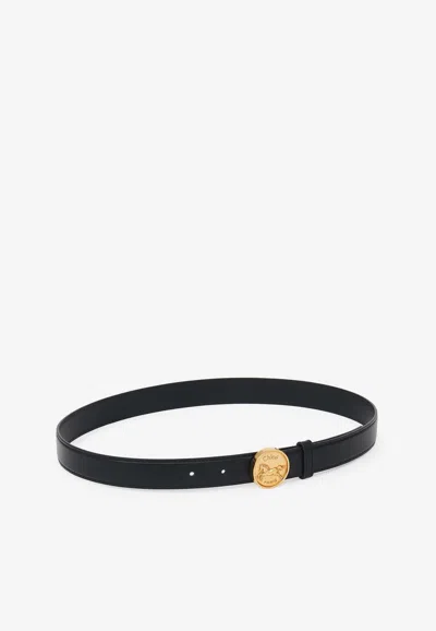 Chloé Horse Medal Leather Belt In Black