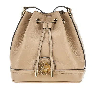 Chloé 'horse Medal' Leather Bucket Bag In Brown