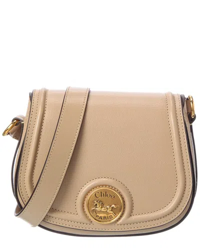 Chloé Horse Medal Leather Shoulder Bag In Nude