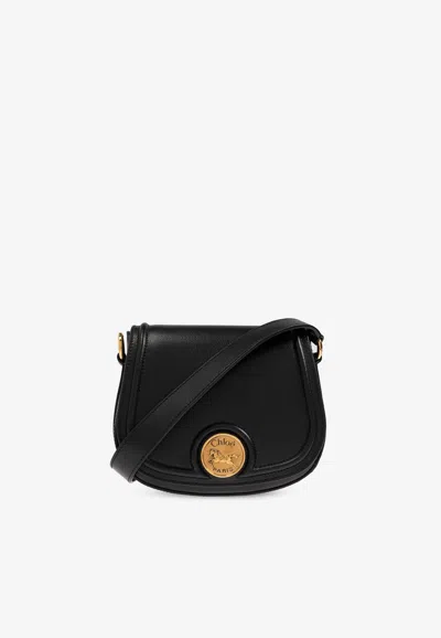 Chloé Horse Medal Saddle Crossbody Bag In Black