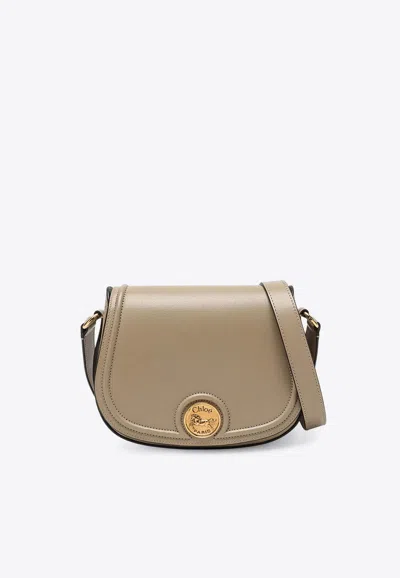 Chloé Horse Medal Saddle Crossbody Bags In Sand