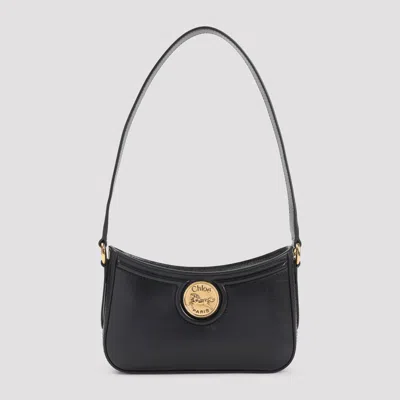 Chloé Horse Medal Leather Shoulder Bag In Black