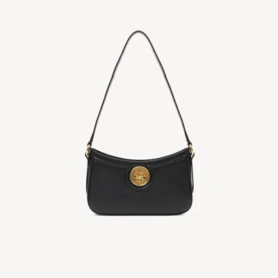 Chloé Horse Medal Shoulder Bag In Grained Leather Black Size Onesize 100% Bubalus Bubalis, Farmed, Coo Ita