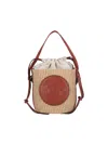 Chloé Horse Medal Basket Leather And Canvas-trimmed Raffia Tote