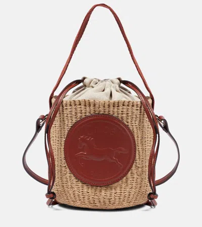 CHLOÉ CHLOÉ HORSE MEDAL SMALL WOVEN BUCKET BAG