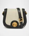 Chloé Horse Medal Small Saddle Crossbody Bag In Canvas Leather