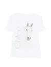 Chloé Cotton Crew Neck Graphic Short Sleeve T-shirt In White