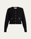 Chloé Chloe Embellished-pocket Wool And Cashmere-blend Cardigan In Black