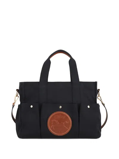 Chloé Horse-patch Canvas Changing Bag Set In Black