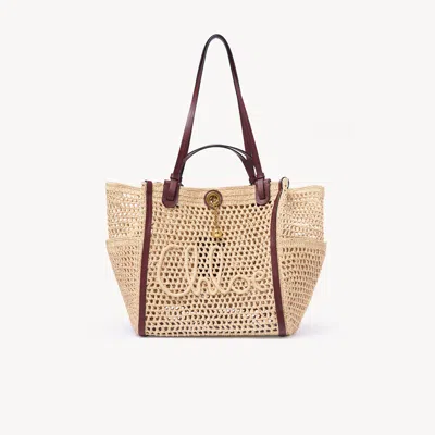 Chloé Women Natural Logo Small Tote In Neutral