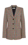 Chloé Chloe Checked Wool-blend Blazer In Neutral