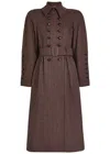 Chloé Chloe Houndstooth Double-breasted Belted Wool Coat In Brown