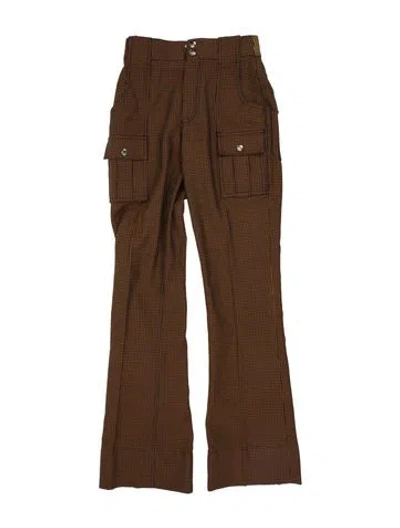 Pre-owned Chloé Houndstooth Print Wide Leg Pants W/ Tags In Brown