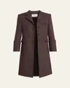 Chloé Houndstooth Wool-blend Riding Coat In Brown