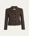 Chloé Houndstooth Wool Top Coat In Brown