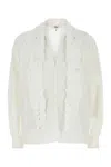 Chloé White Shirt With Embroidered Bow Tie