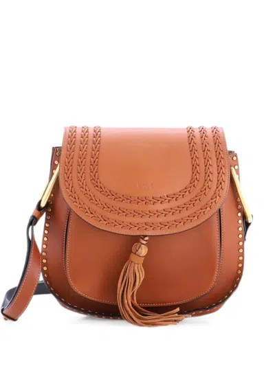Pre-owned Chloé Hudson Handbag Whipstitch Leather Medium Crossbody Bag In Brown