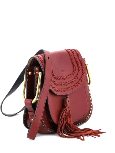 Pre-owned Chloé Hudson Handbag Whipstitch Leather Medium Crossbody Bag In Red