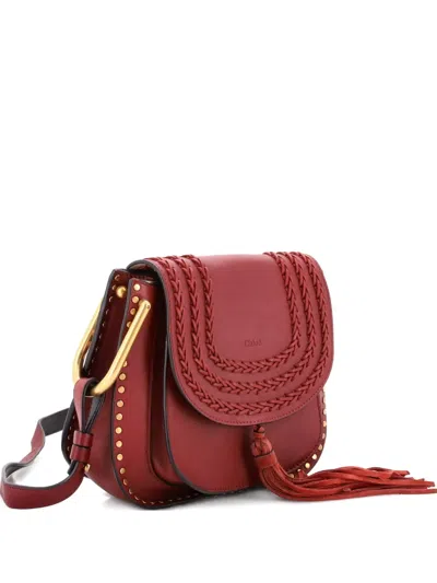Pre-owned Chloé Hudson Handbag Whipstitch Leather Medium Crossbody Bag In Red