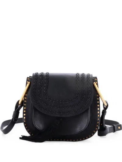 Pre-owned Chloé Hudson Handbag Whipstitch Leather Small Crossbody Bag In Black