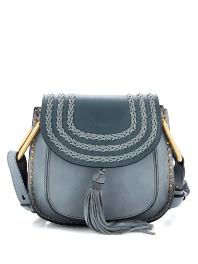 Pre-owned Chloé Hudson Handbag Whipstitch Leather Small Crossbody Bag In Blue