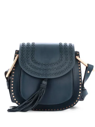 Pre-owned Chloé Hudson Handbag Whipstitch Leather Small Crossbody Bag In Blue