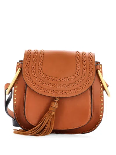 Pre-owned Chloé Hudson Handbag Whipstitch Leather Small Crossbody Bag In Brown