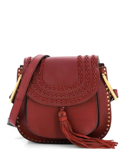 Pre-owned Chloé Hudson Handbag Whipstitch Leather Small Crossbody Bag In Red