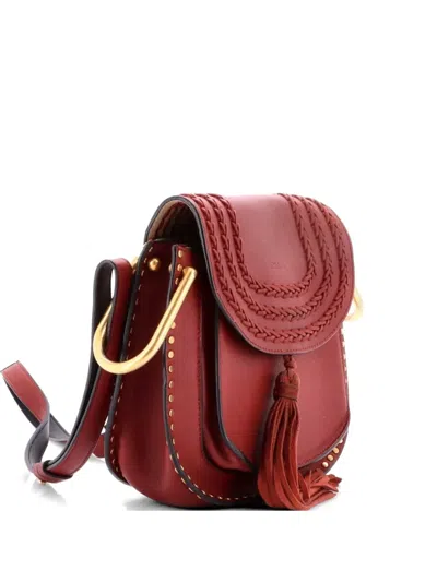 Pre-owned Chloé Hudson Handbag Whipstitch Leather Small Crossbody Bag In Red