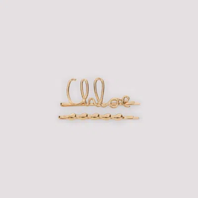 Chloé Chloe Women Gold Metal Chloe Iconic Hair Clips In Metallic