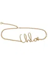 Chloé Adjustable Chain Necklace Script Pendant In Gold