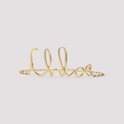 Chloé Large Iconic Logo Plaque Chain Belt In Gold