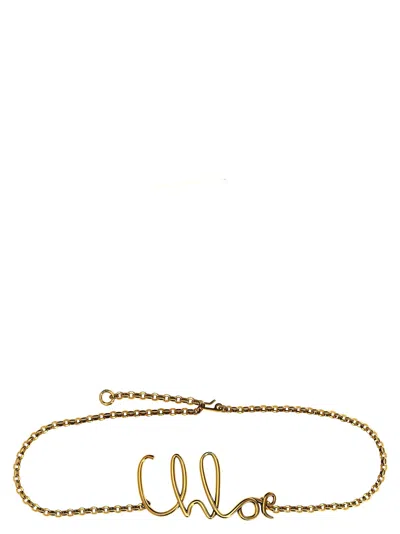 Chloé Large C Chloe Metallic Belt In Gold