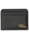 Chloé Golden Logo Compact Clutch Iconic Wallet In Black