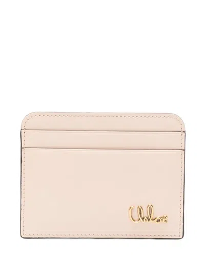 Chloé Iconic Leather Card Case Slim Design In Pink