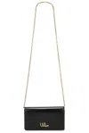 Chloé Iconic Flap Wallet On Chain In Shiny Calfskin In Black