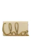Chloé Metal Logo Crossbody Bag In Smooth Calfskin In 中性色