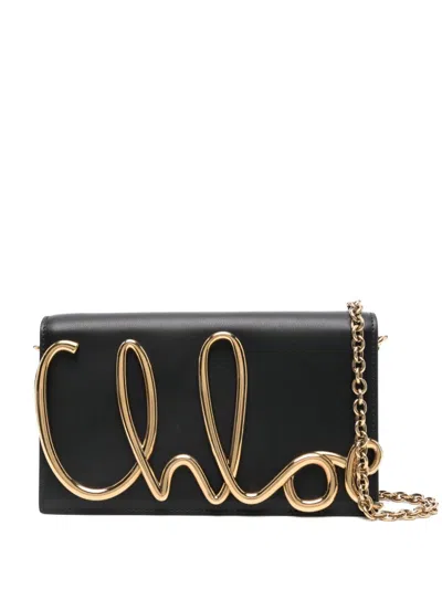 Chloé Chloe Womens Black Brand-plaque Leather Cross-body Bag